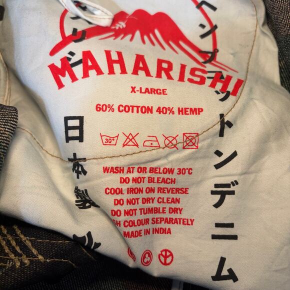 Maharishi Dragon Embroidered Jeans Hemp Cotton Denim Dark Wash Mens XL 36 x 30 - Picture 5 of 6